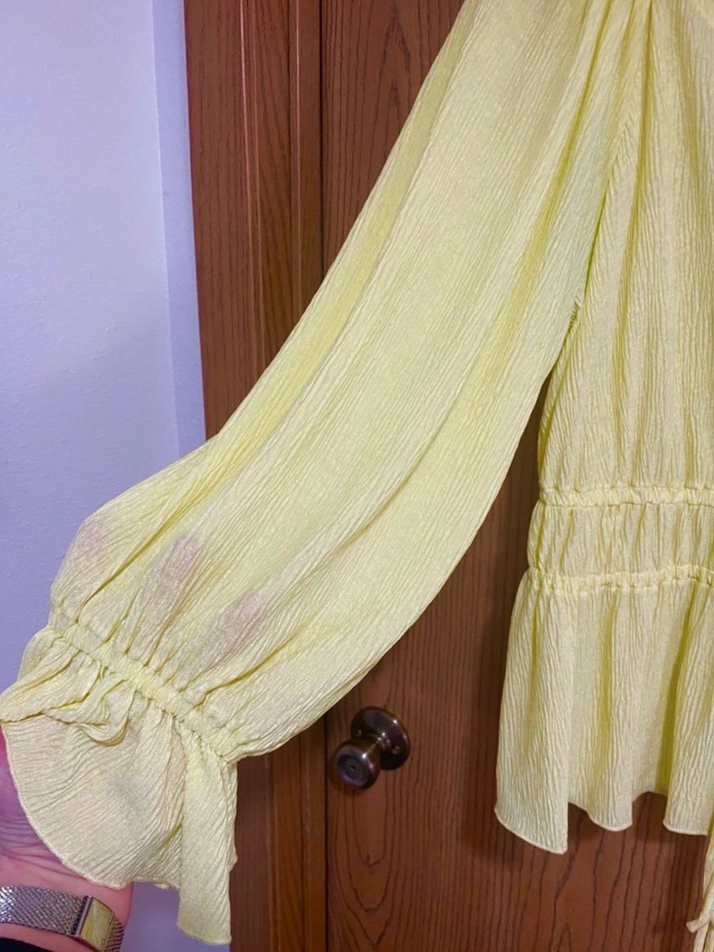 EUC Cato Blouse in Yellow with Double Drawstring Waist and V-Neck - Picture 3 of 7